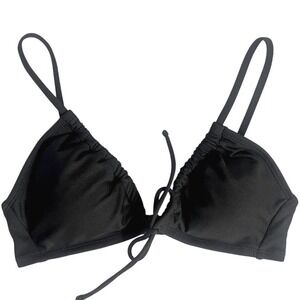 Shade & Shore Ribbed Bikini Swim Top Womens Small Black Adjustable Stretch NWT